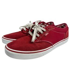 VANS Off The Wall Canvas Suede Classic Skateboard Shoes Lace Red Skater Men 9.5